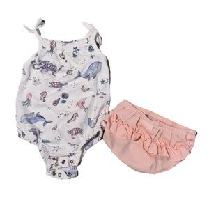 2 Piece Carters Wonder Nation Summer Beach Outfit Baby Girls 0-3M EUC 3M Newborn